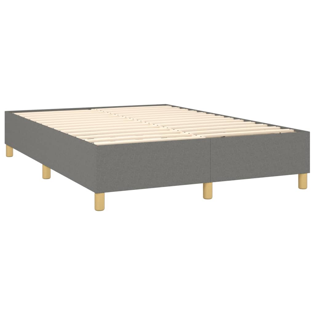 vidaXL Cama box spring con colchón tela gris oscuro 140x190 cm