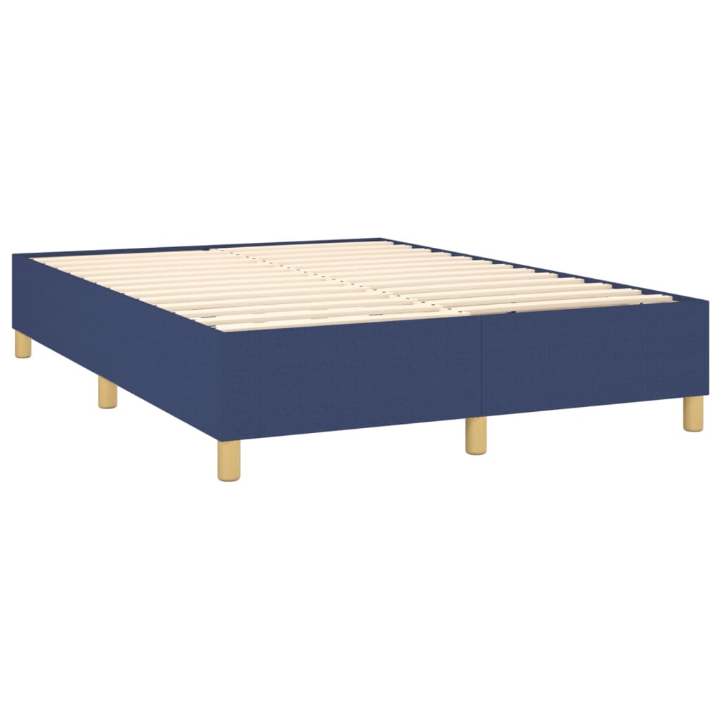 vidaXL Cama box spring con colchón tela azul 140x190 cm