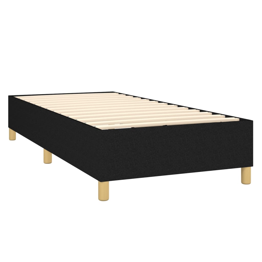 vidaXL Cama box spring con colchón tela negro 90x200 cm