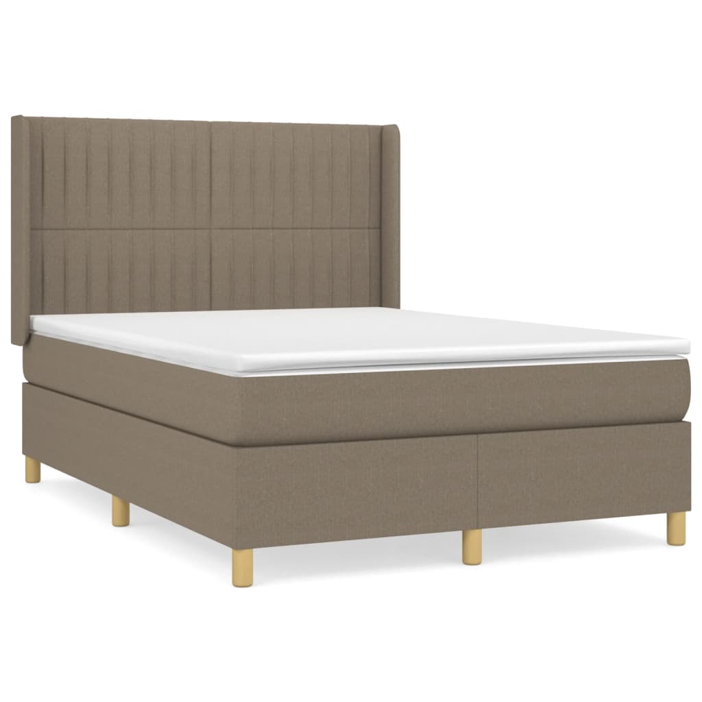 vidaXL Cama box spring con colchón tela gris taupe 140x200 cm