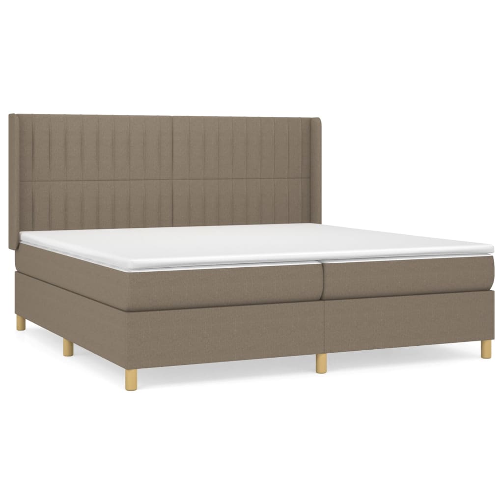 vidaXL Cama box spring con colchón tela gris taupe 200x200 cm