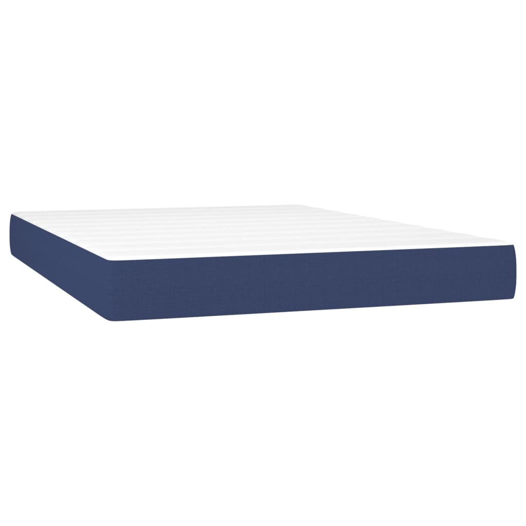 vidaXL Cama box spring con colchón tela azul 140x200 cm