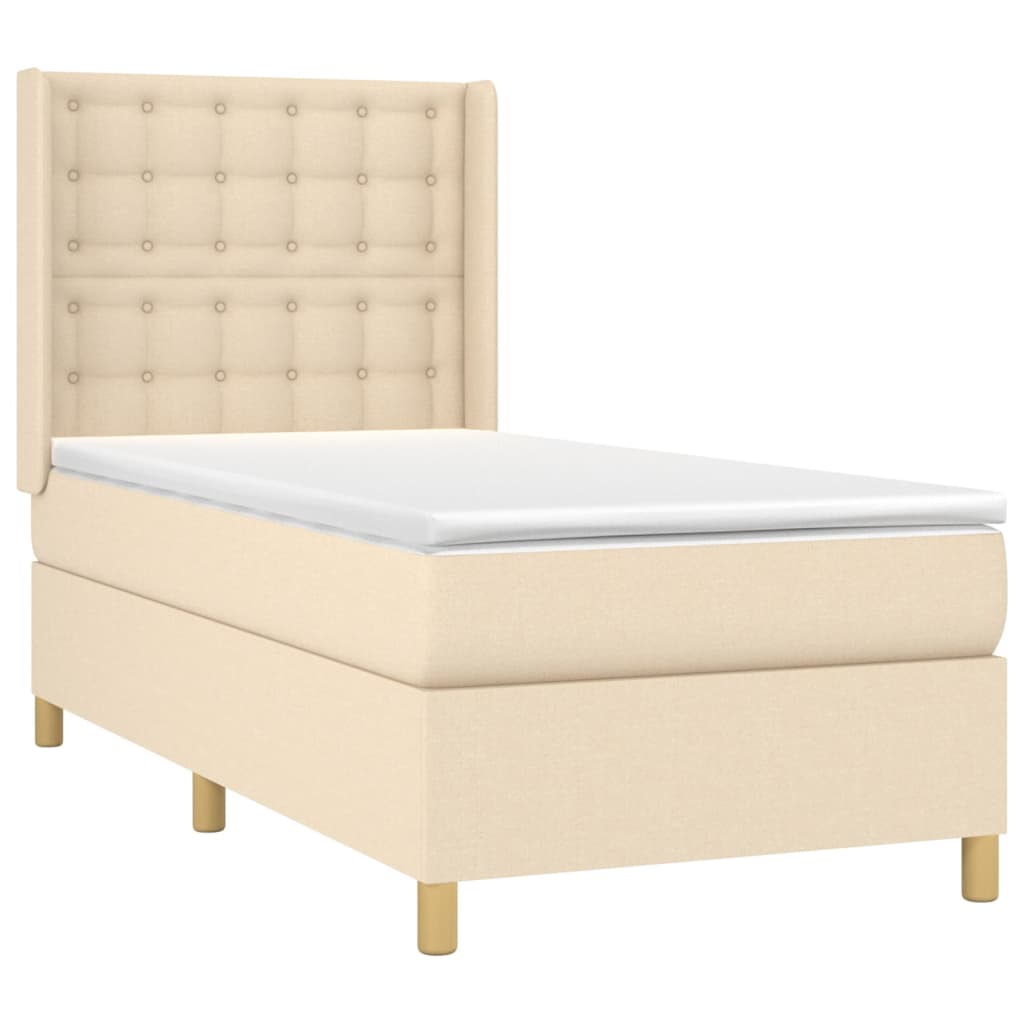 vidaXL Cama box spring con colchón tela color crema 80x200 cm