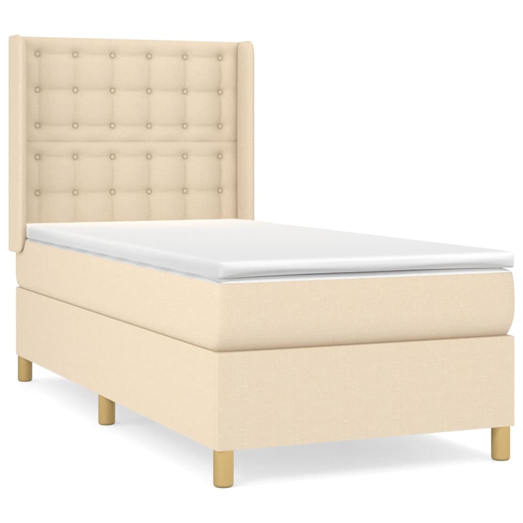 vidaXL Cama box spring con colchón tela color crema 100x200 cm