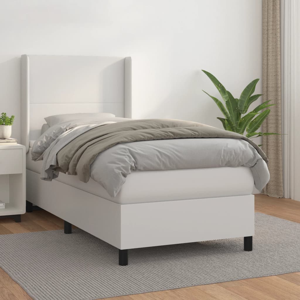 vidaXL Cama box spring con colchón cuero sintético blanco 80x200 cm