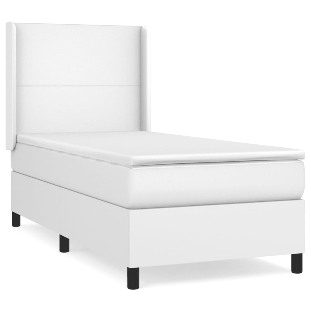 vidaXL Cama box spring con colchón cuero sintético blanco 100x200 cm