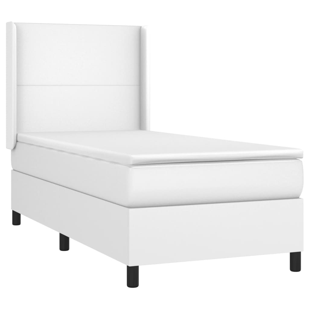 vidaXL Cama box spring con colchón cuero sintético blanco 100x200 cm