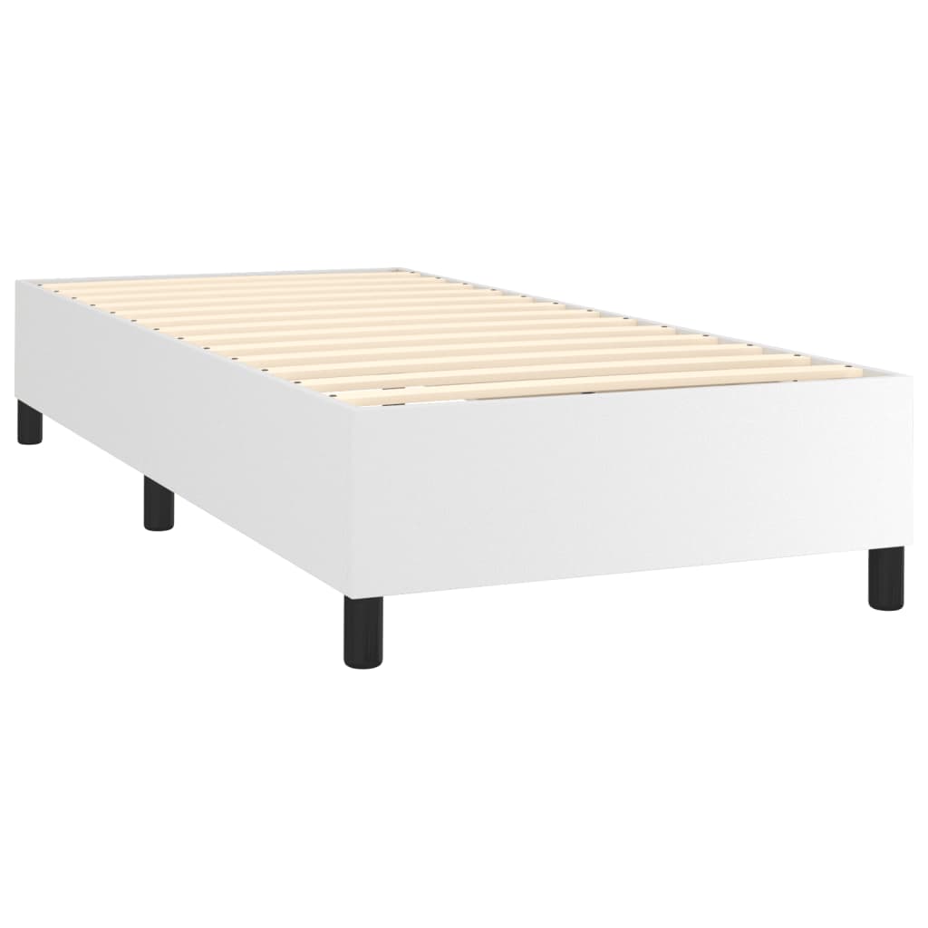 vidaXL Cama box spring con colchón cuero sintético blanco 100x200 cm