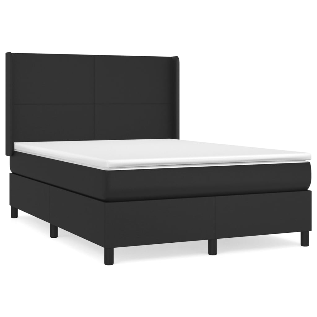 vidaXL Cama box spring con colchón cuero sintético negro 140x190 cm