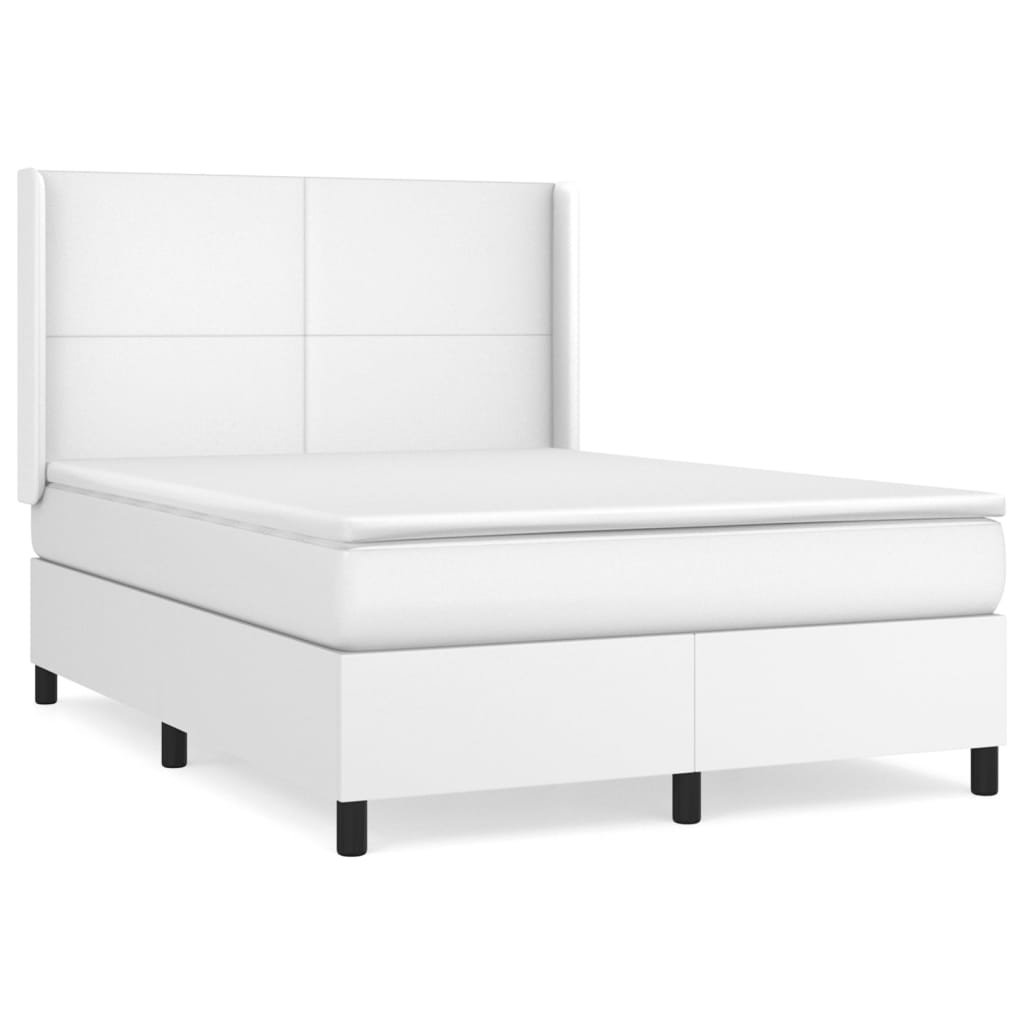 vidaXL Cama box spring con colchón cuero sintético blanco 140x190 cm