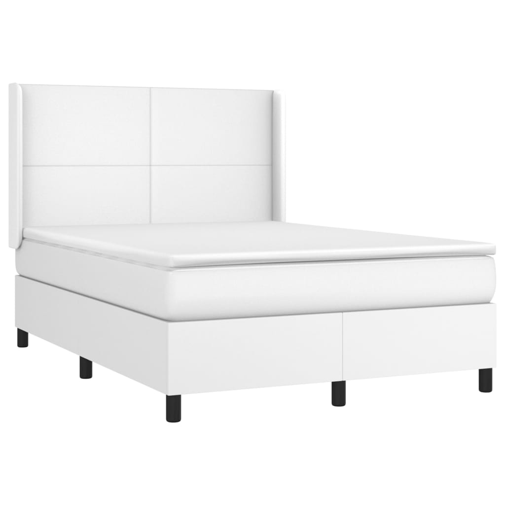 vidaXL Cama box spring con colchón cuero sintético blanco 140x190 cm