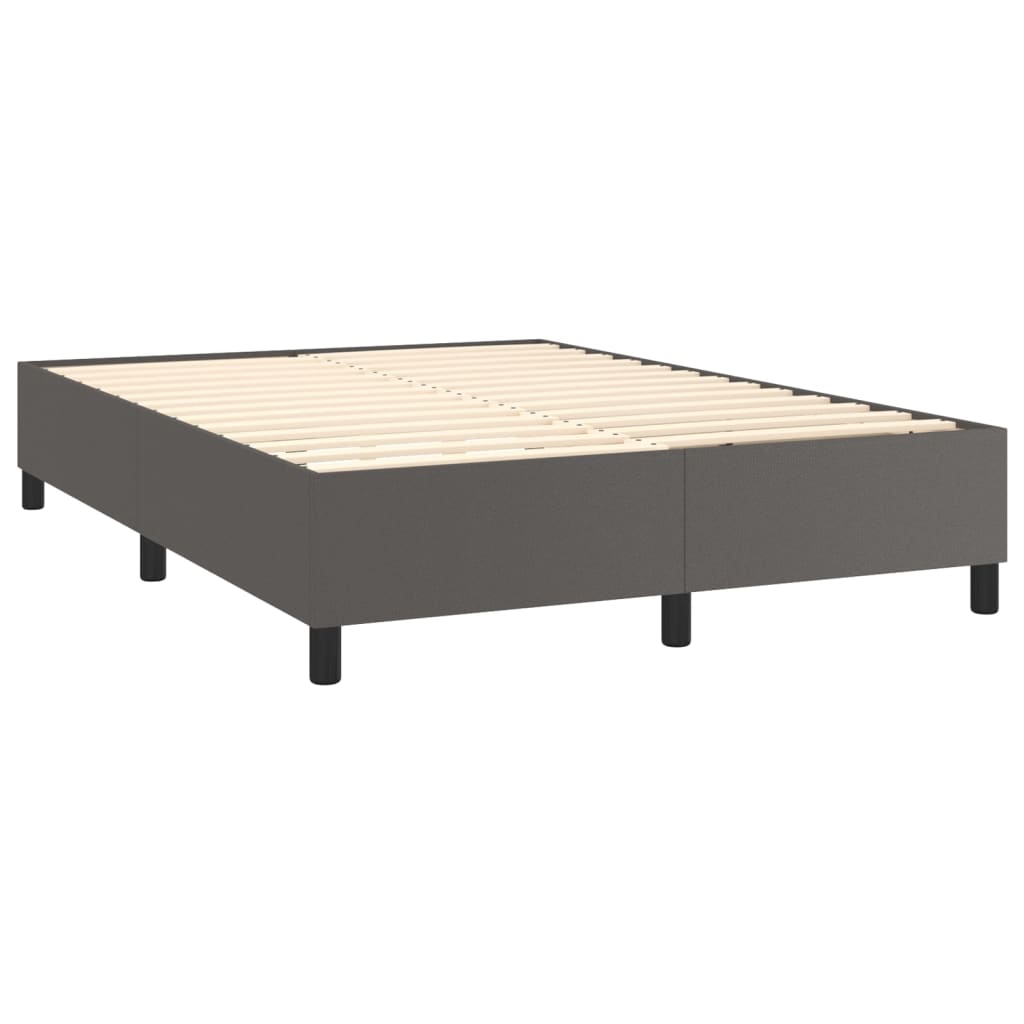 vidaXL Cama box spring con colchón cuero sintético gris 140x200 cm