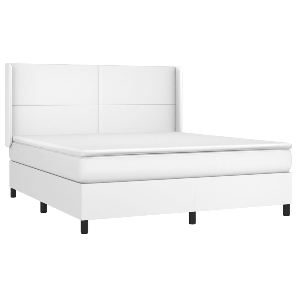 vidaXL Cama box spring con colchón cuero sintético blanco 160x200 cm