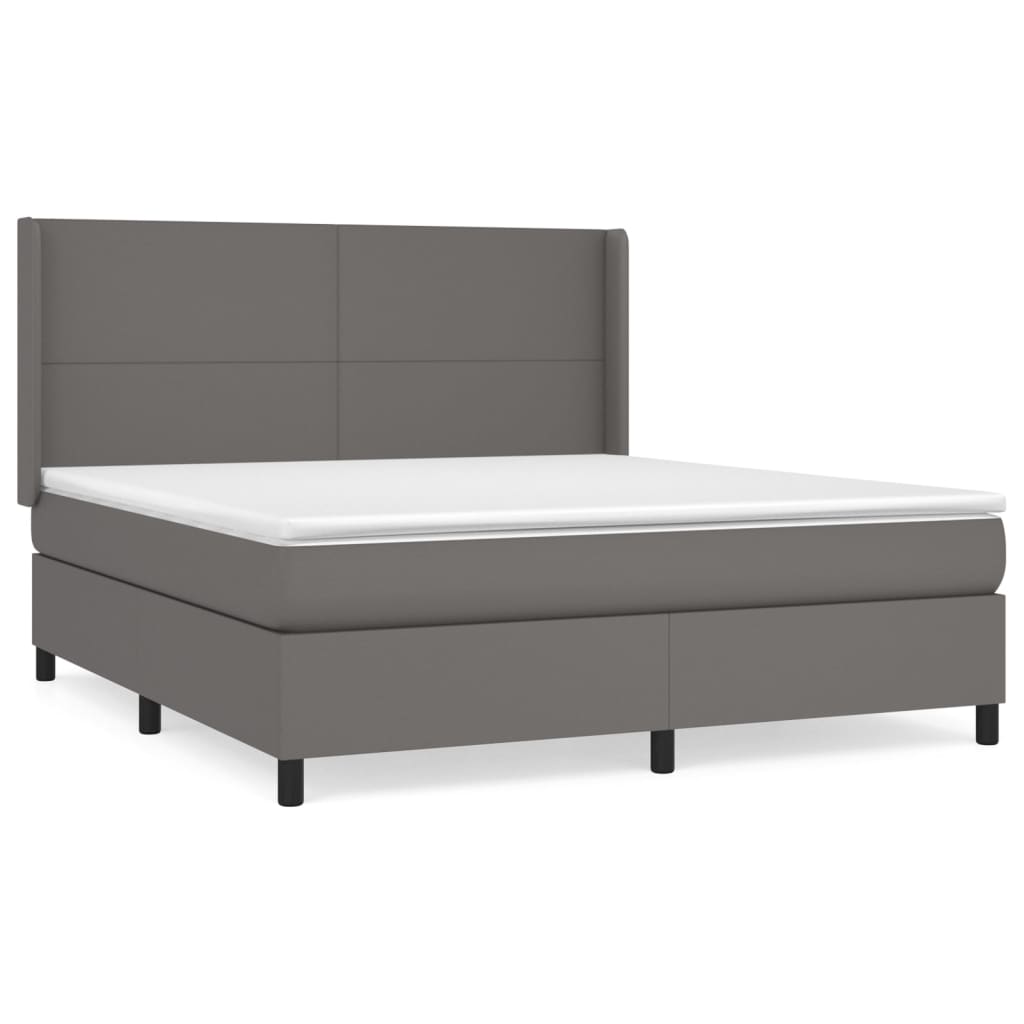 vidaXL Cama box spring con colchón cuero sintético gris 160x200 cm