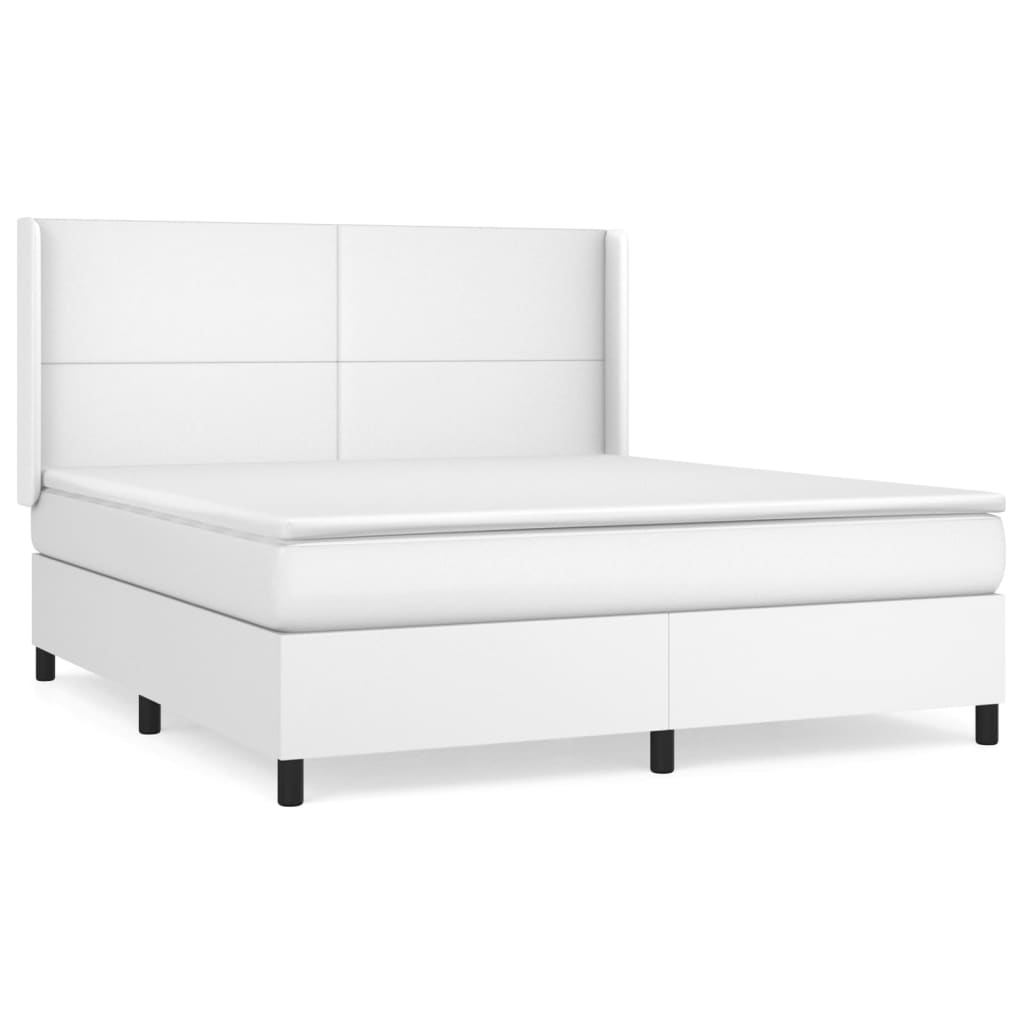 vidaXL Cama box spring con colchón cuero sintético blanco 180x200 cm