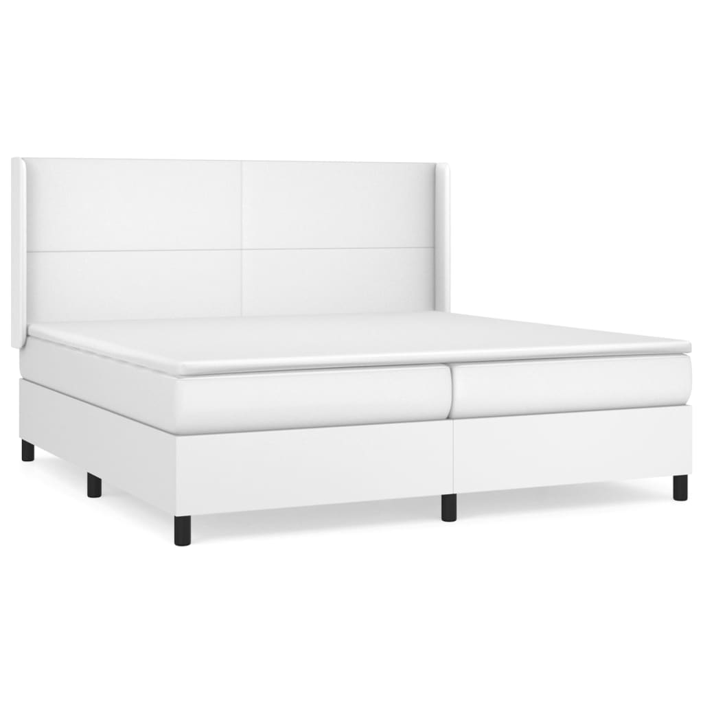 vidaXL Cama box spring con colchón cuero sintético blanco 200x200 cm