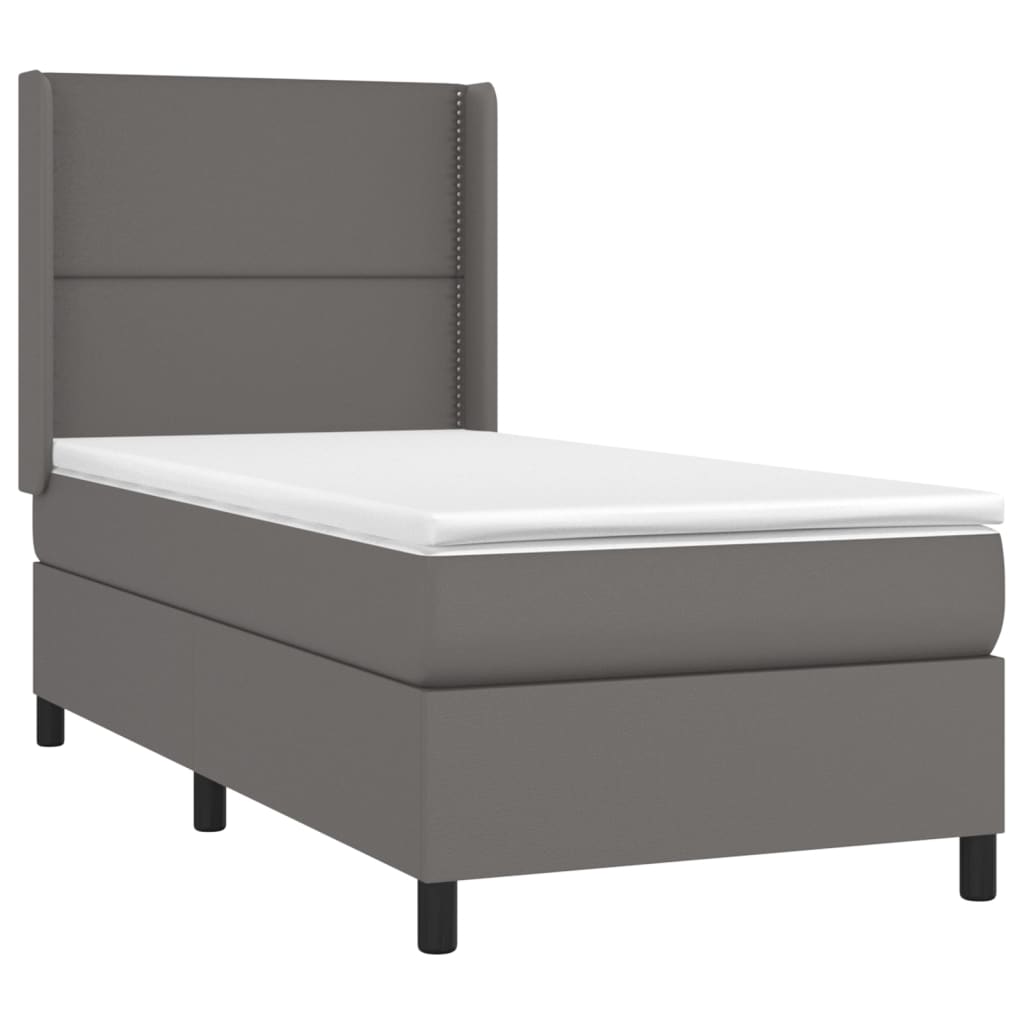 vidaXL Cama box spring con colchón cuero sintético gris 90x190 cm