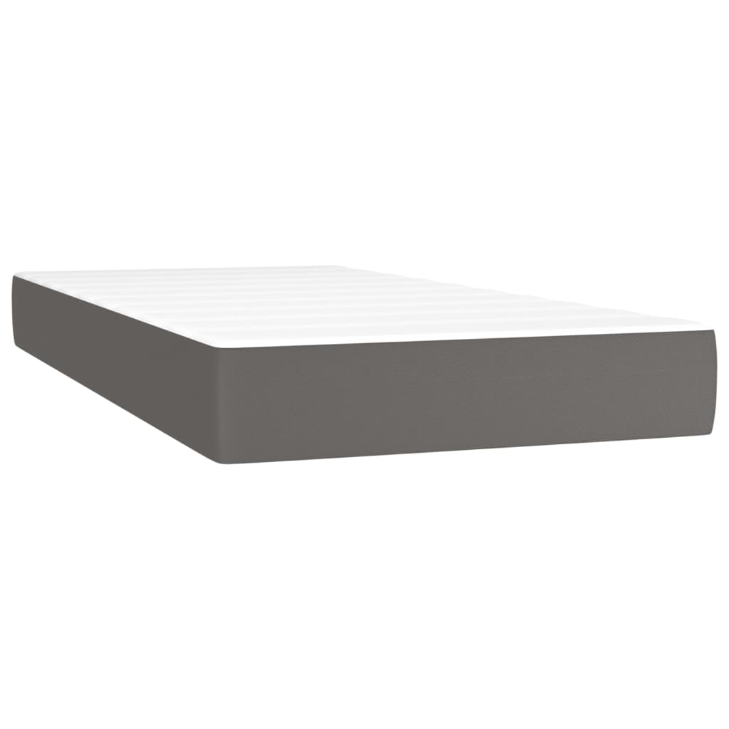 vidaXL Cama box spring con colchón cuero sintético gris 90x200 cm