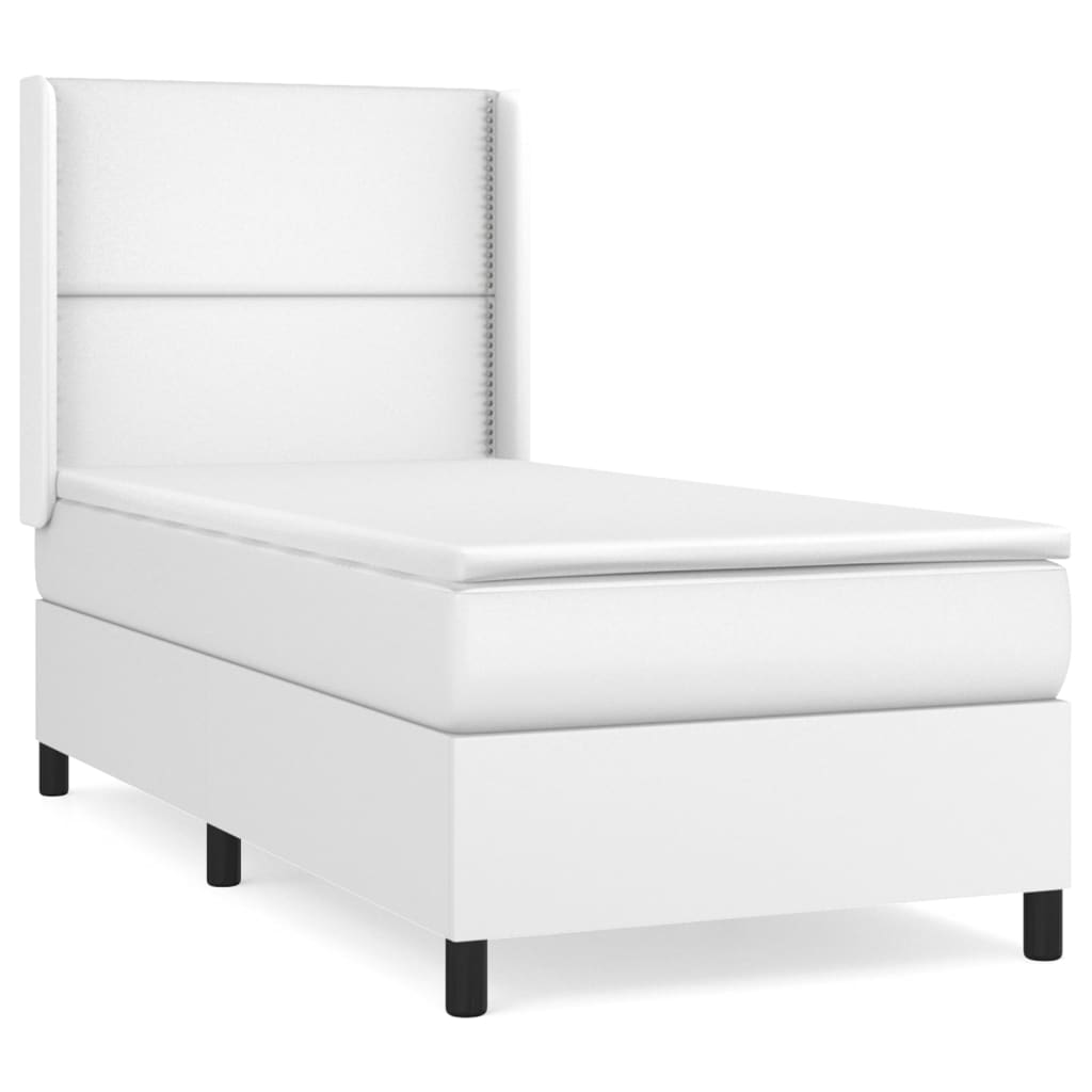 vidaXL Cama box spring con colchón cuero sintético blanco 100x200 cm