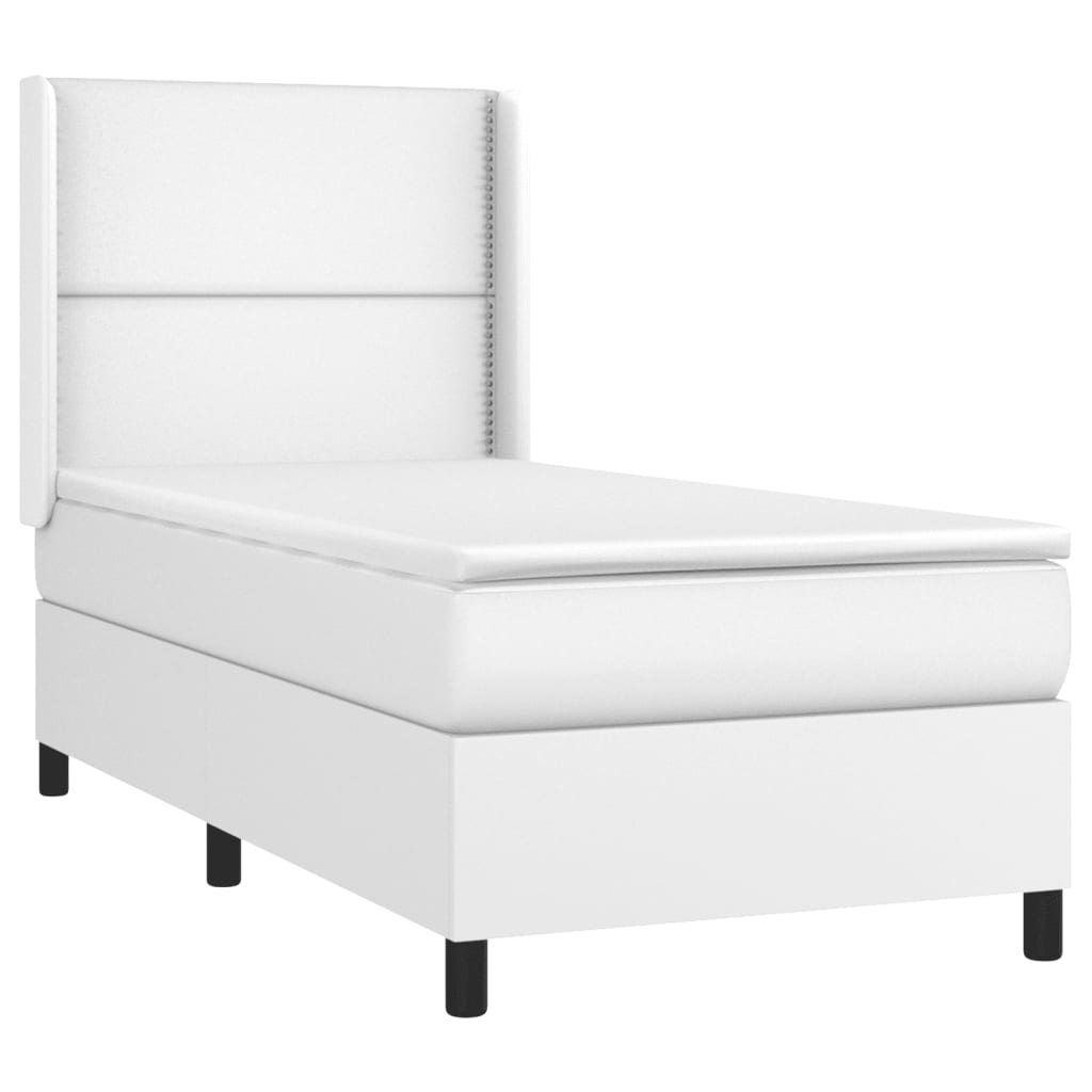 vidaXL Cama box spring con colchón cuero sintético blanco 100x200 cm