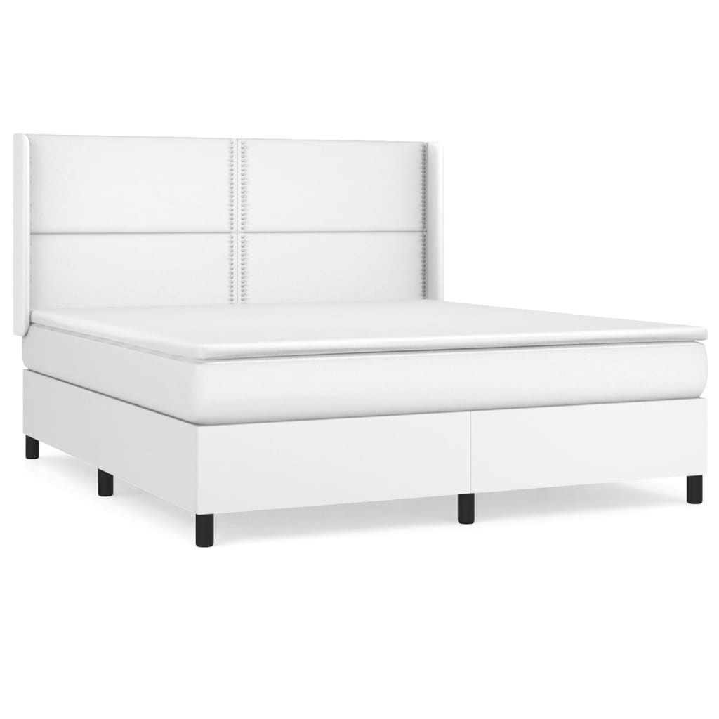 vidaXL Cama box spring con colchón cuero sintético blanco 180x200 cm