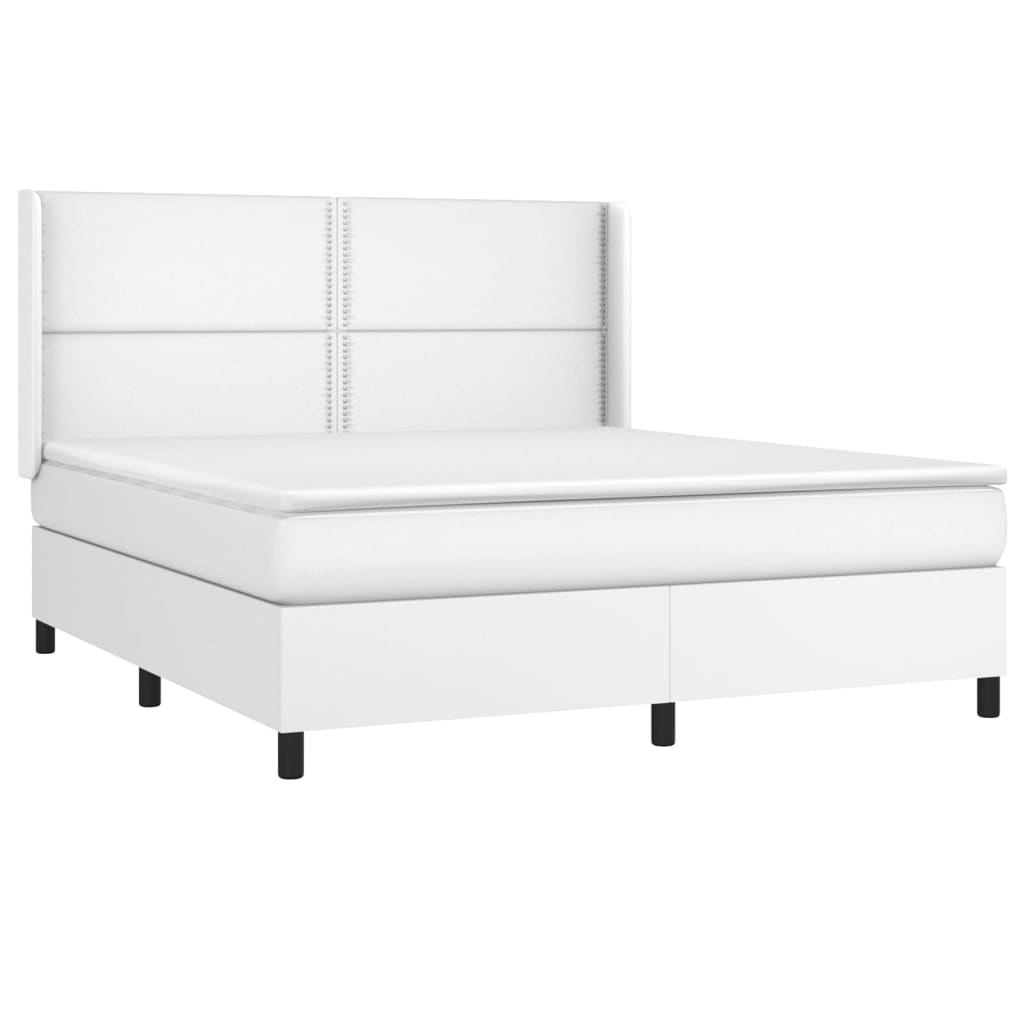 vidaXL Cama box spring con colchón cuero sintético blanco 180x200 cm