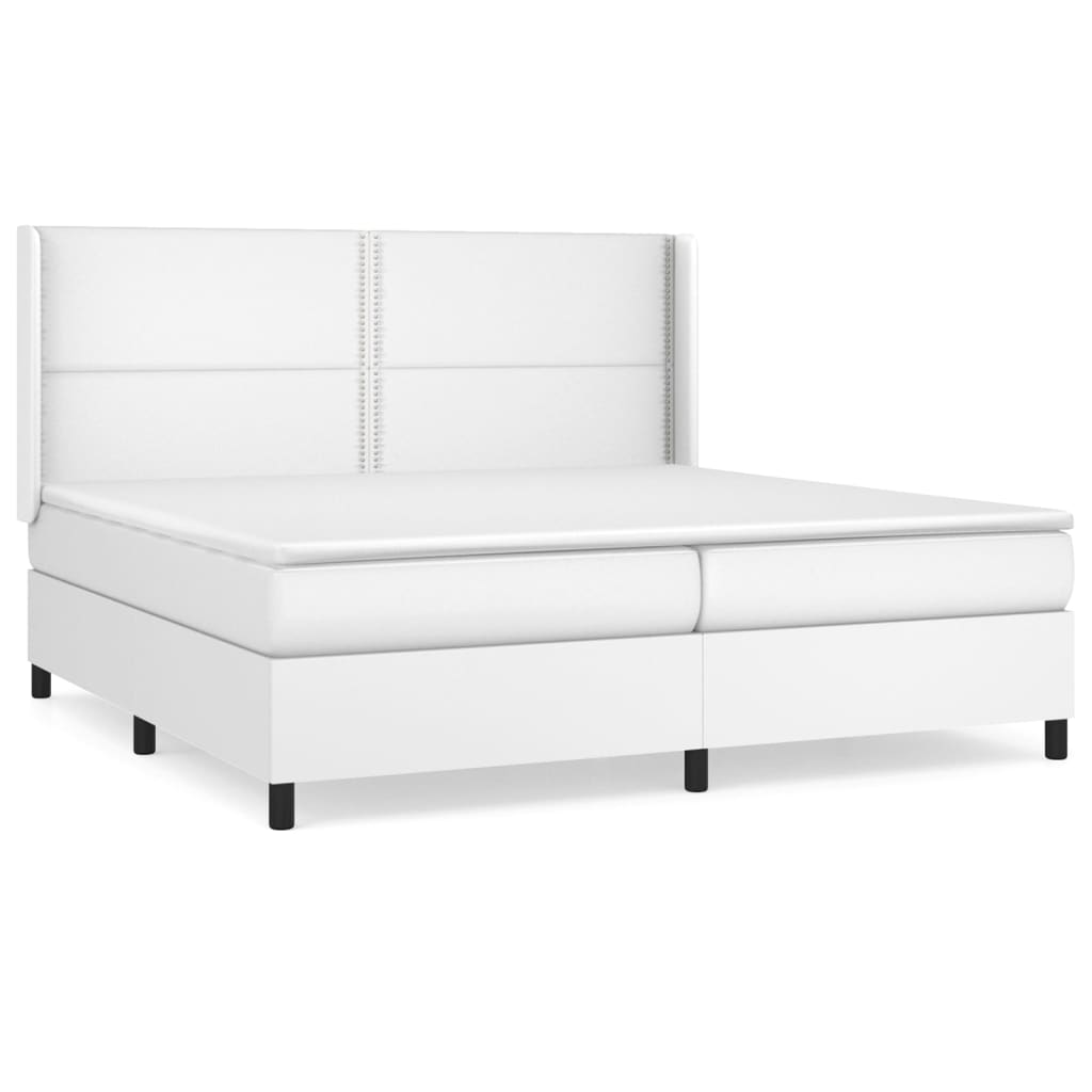 vidaXL Cama box spring con colchón cuero sintético blanco 200x200 cm