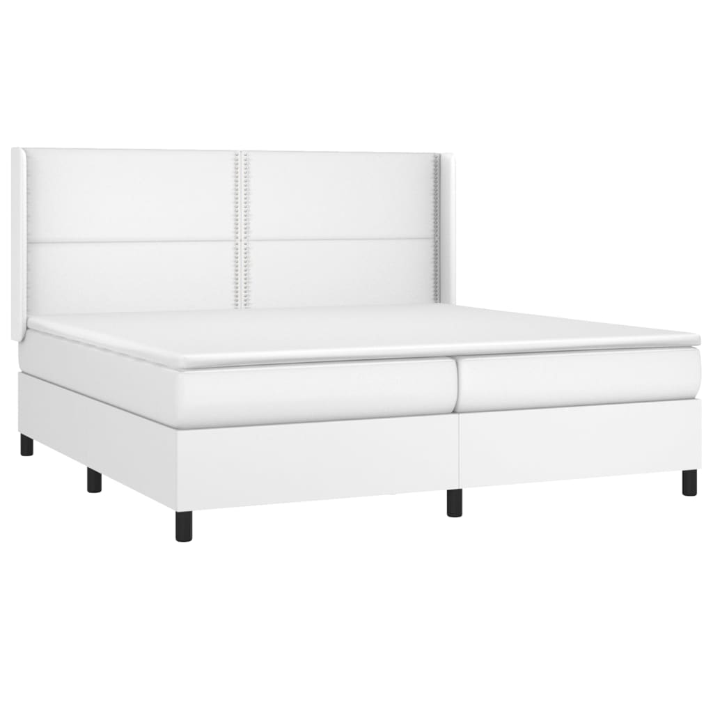 vidaXL Cama box spring con colchón cuero sintético blanco 200x200 cm