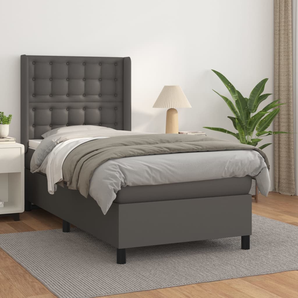 vidaXL Cama box spring con colchón cuero sintético gris 80x200 cm