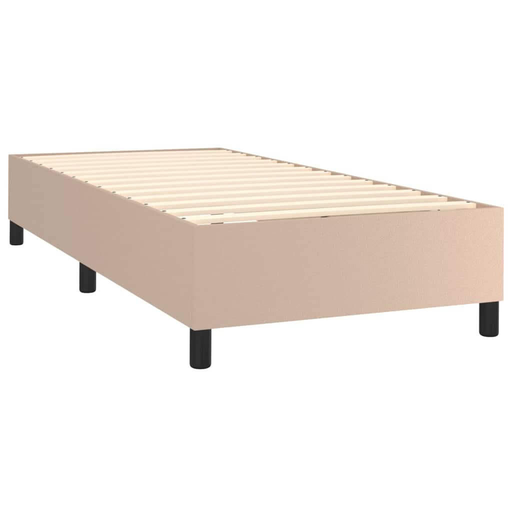 vidaXL Cama box spring con colchón cuero sintético capuchino 90x200 cm