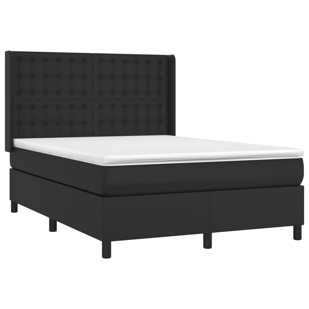 vidaXL Cama box spring con colchón cuero sintético negro 140x200cm