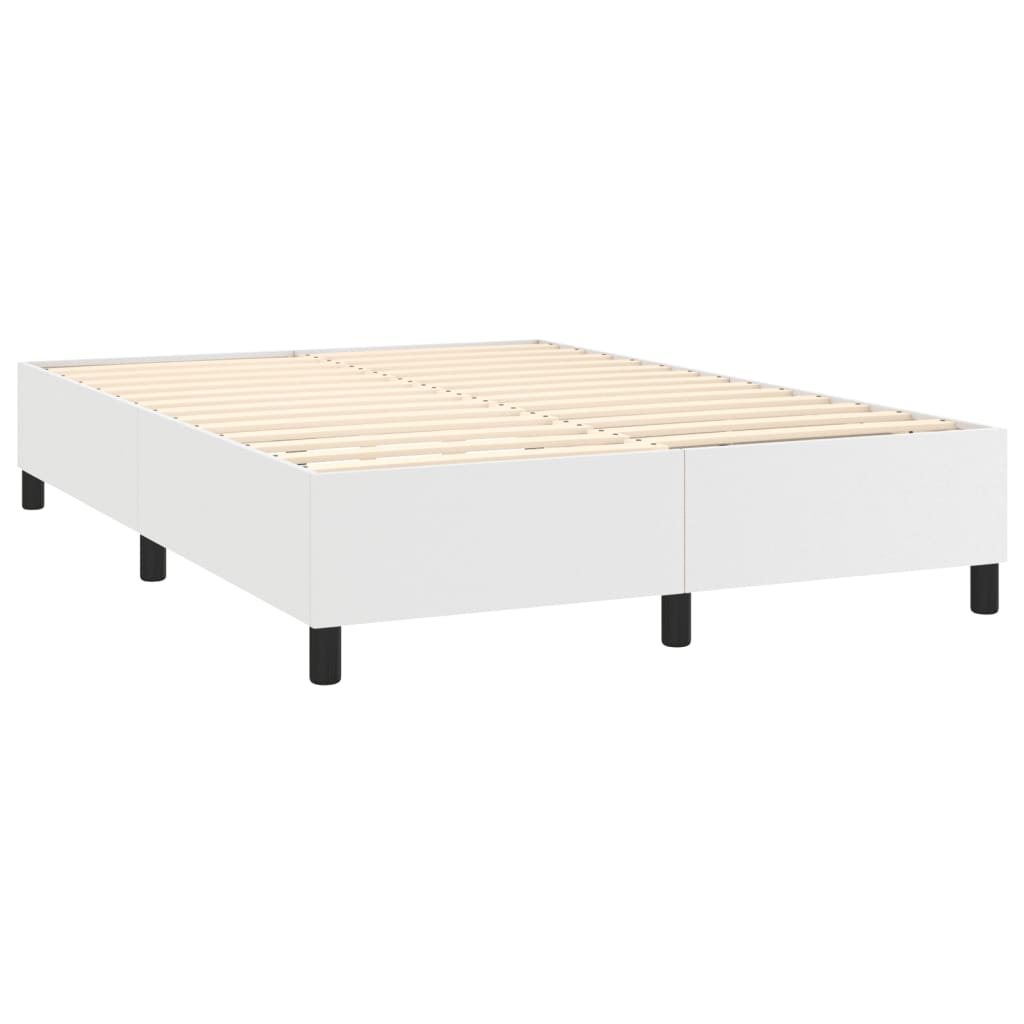 vidaXL Cama box spring con colchón cuero sintético blanco 140x200cm