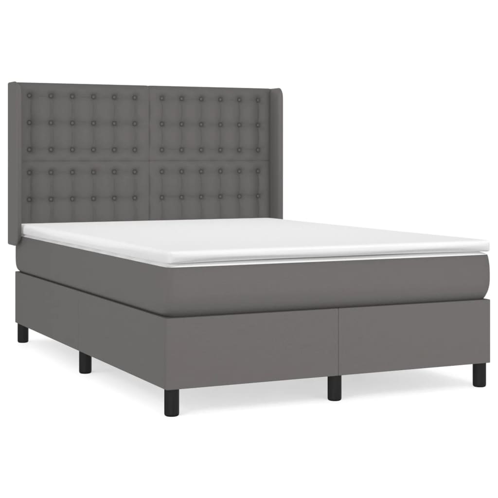 vidaXL Cama box spring con colchón cuero sintético gris 140x200 cm