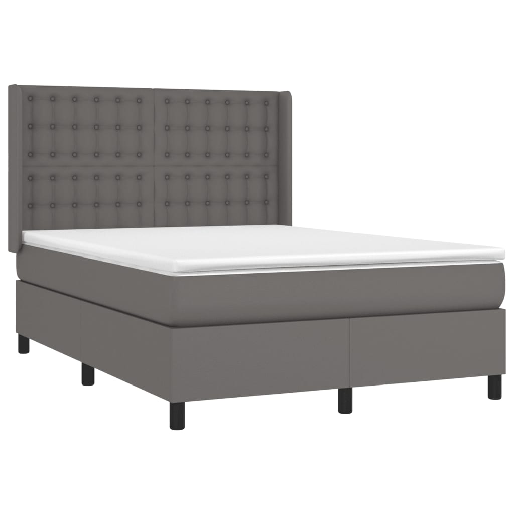 vidaXL Cama box spring con colchón cuero sintético gris 140x200 cm