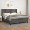 vidaXL Cama box spring con colchón cuero sintético gris 160x200 cm