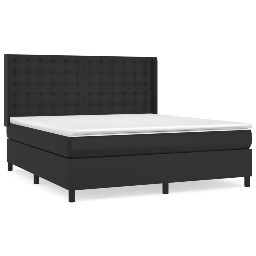 vidaXL Cama box spring con colchón cuero sintético negro 180x200 cm