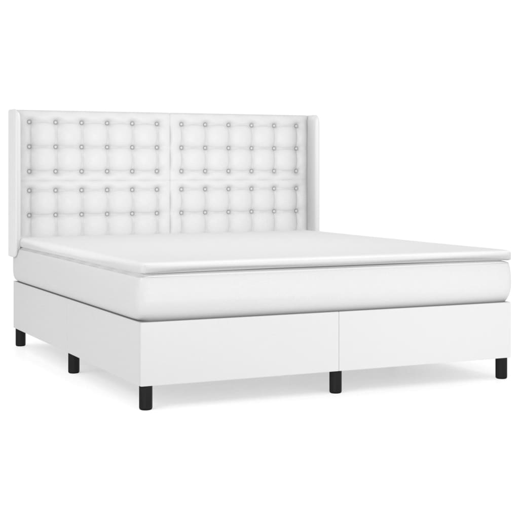 vidaXL Cama box spring con colchón cuero sintético blanco 180x200 cm