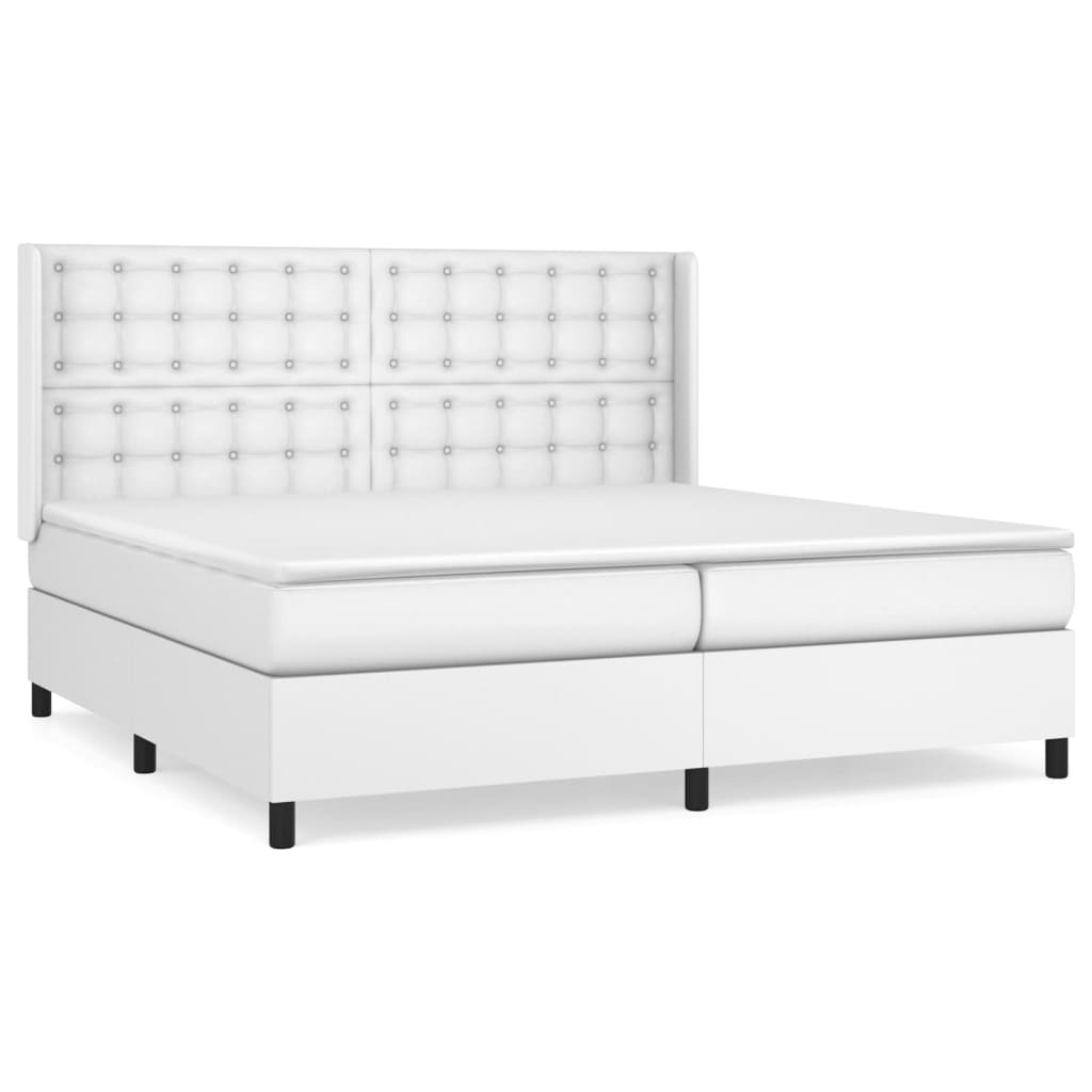 vidaXL Cama box spring con colchón cuero sintético blanco 200x200 cm