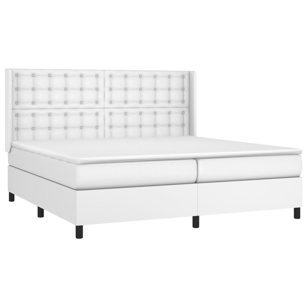 vidaXL Cama box spring con colchón cuero sintético blanco 200x200 cm