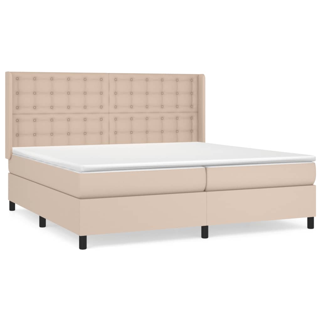 vidaXL Cama box spring con colchón cuero sintético capuchino 200x200cm