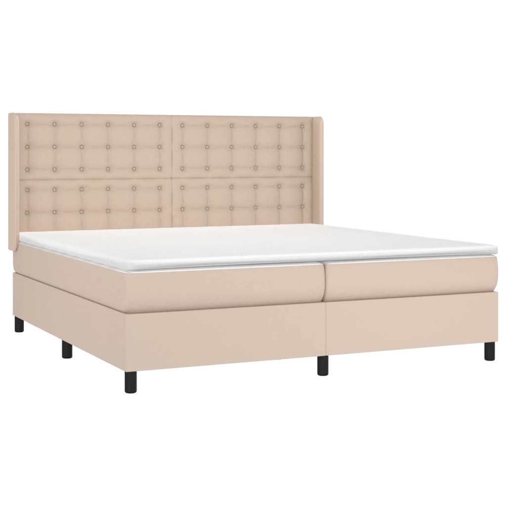 vidaXL Cama box spring con colchón cuero sintético capuchino 200x200cm