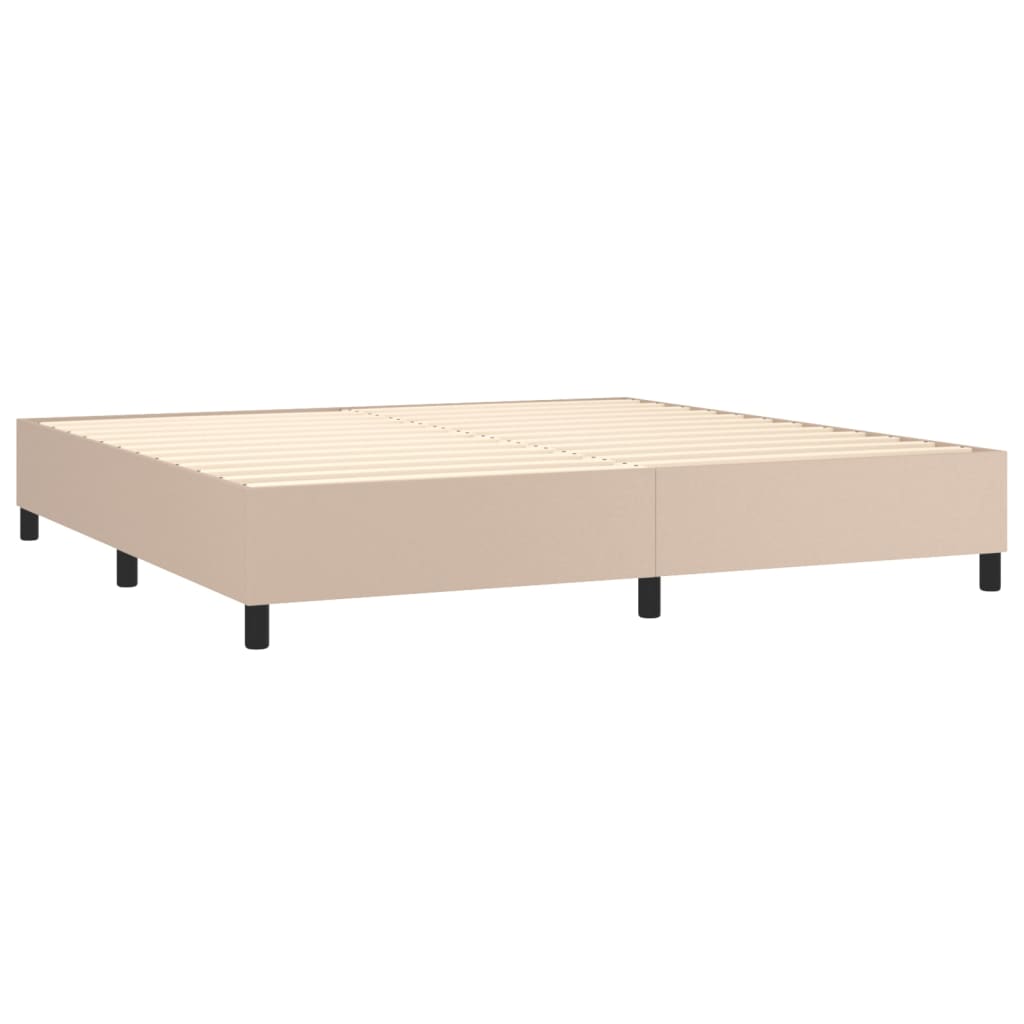 vidaXL Cama box spring con colchón cuero sintético capuchino 200x200cm