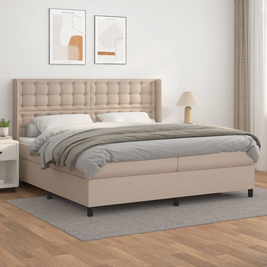 vidaXL Cama box spring con colchón cuero sintético capuchino 200x200cm