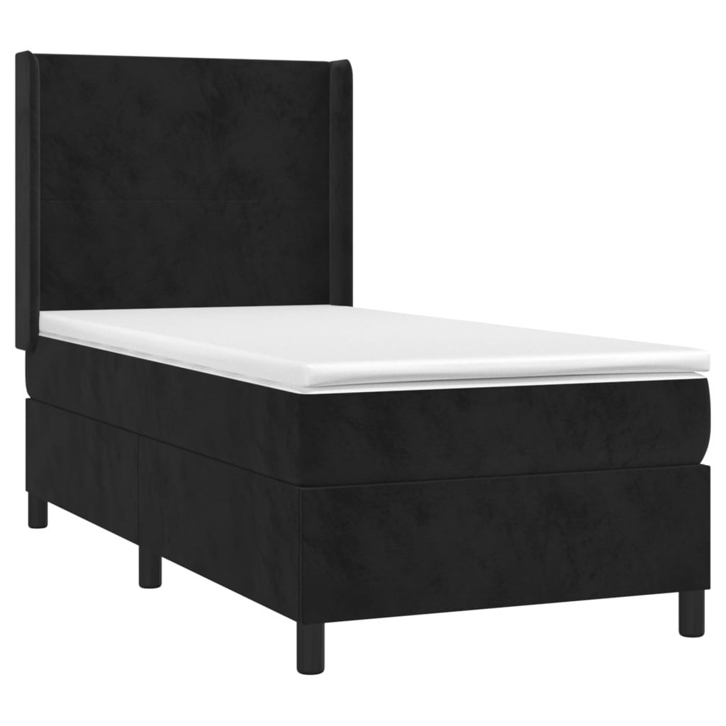 vidaXL Cama box spring con colchón terciopelo negro 80x200 cm