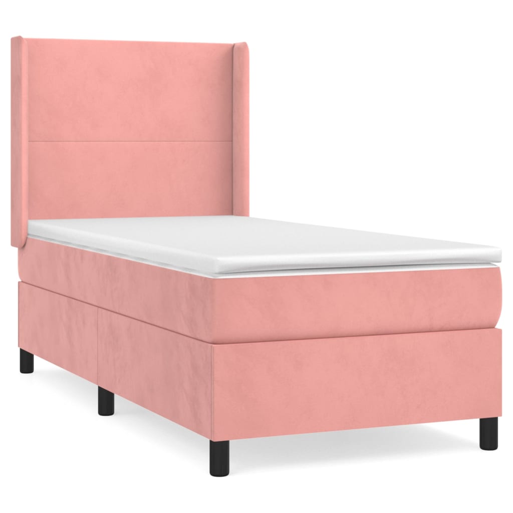 vidaXL Cama box spring con colchón terciopelo rosa 80x200 cm