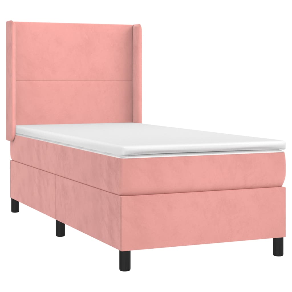 vidaXL Cama box spring con colchón terciopelo rosa 80x200 cm