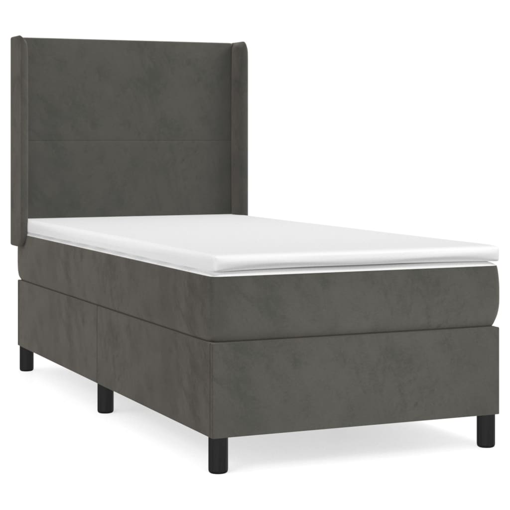 vidaXL Cama box spring con colchón terciopelo gris oscuro 90x190 cm