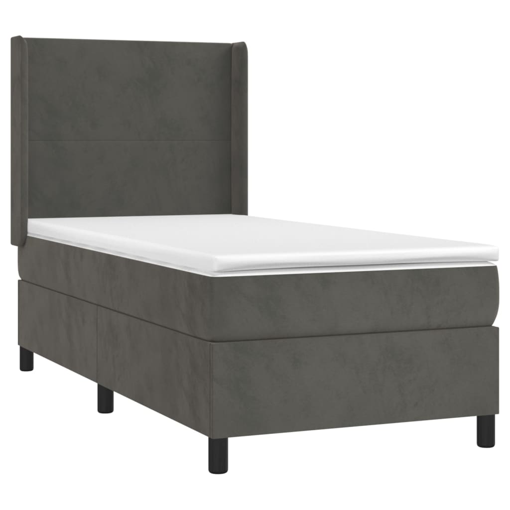 vidaXL Cama box spring con colchón terciopelo gris oscuro 90x190 cm