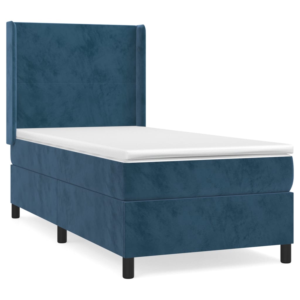 vidaXL Cama box spring con colchón terciopelo azul oscuro 100x200 cm