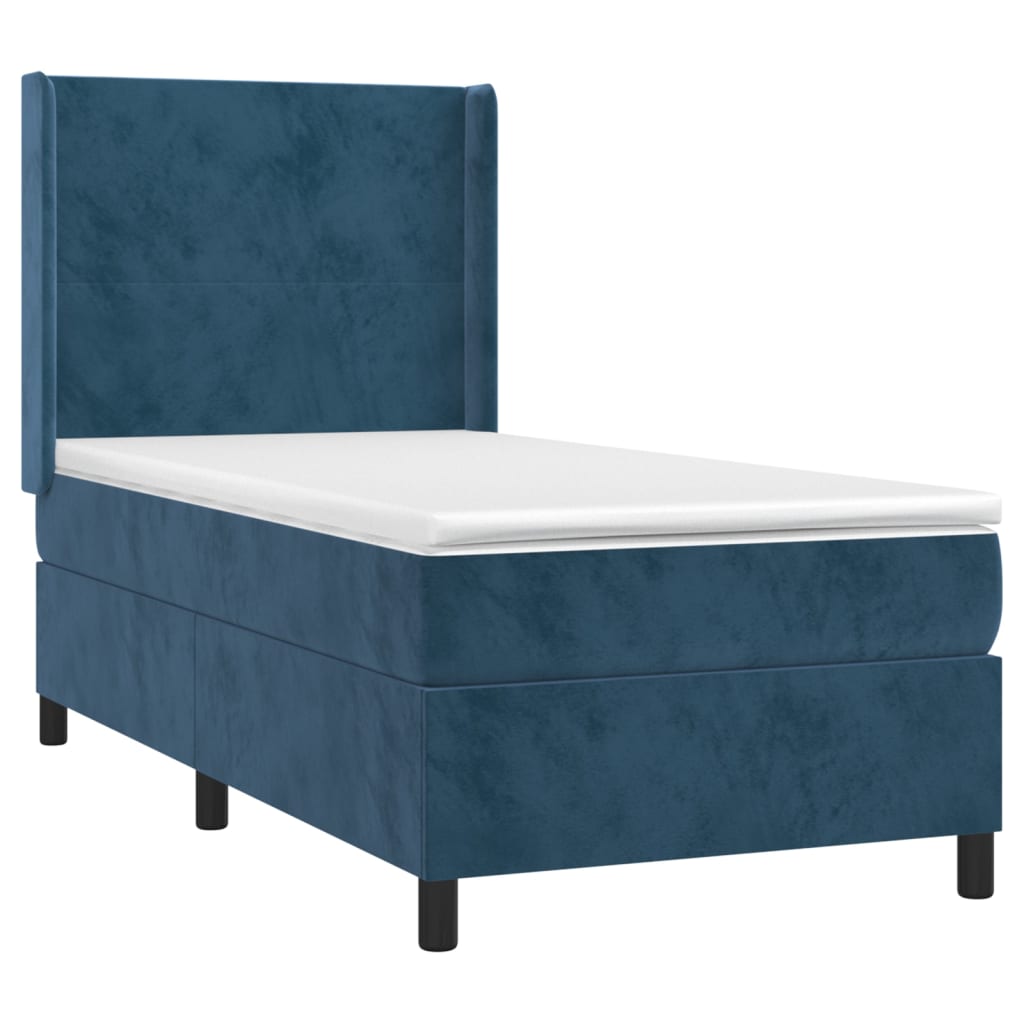 vidaXL Cama box spring con colchón terciopelo azul oscuro 100x200 cm